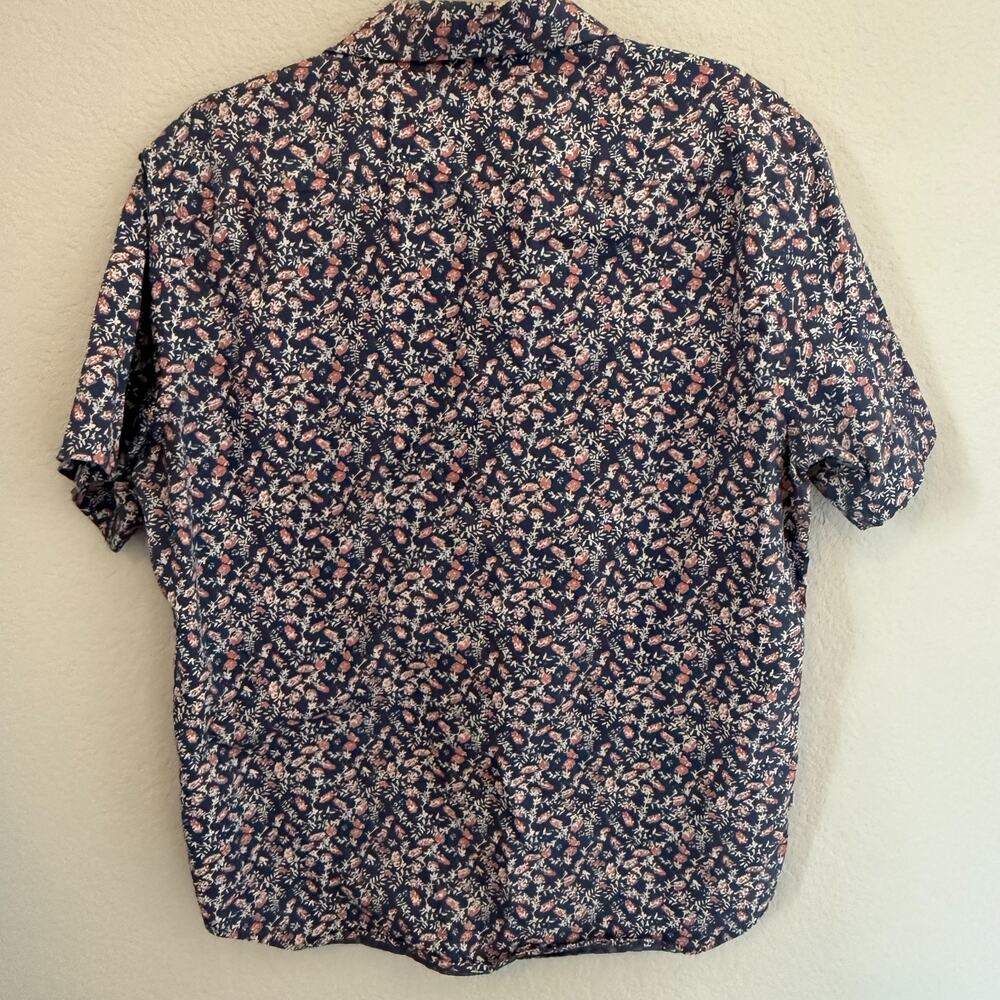 Untuckit Buckley Short Sleeve Shirt Mens Blue Floral Cotton Preppy Streetwear- M - Picture 2 of 4